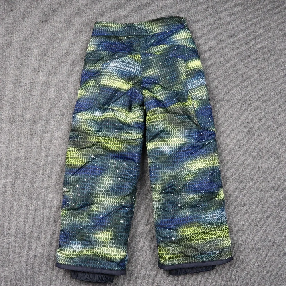 Champion Pants Youth Small 6-7 Blue Green Camo Pattern Snow Ski Insulated Winter